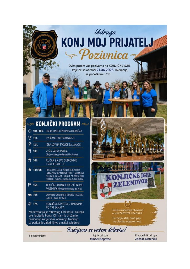 Konjičke igre u Zelendvoru održati će se 21.lipnja 2026. godine od 11:00 sati